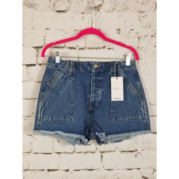 5-Pocket Frayed High Rise Denim Shorts - Picture 3 of 4